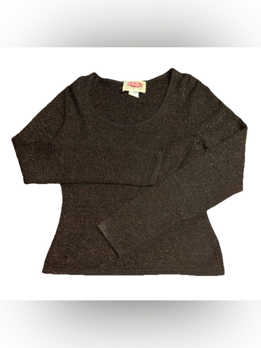 SWAK‎ Sealed With A Kiss Sparkly Glitter Long Sleeve Made In The USA Top